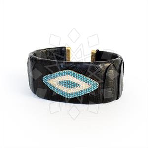 Leather and Evil Eye Cuff Bracelets