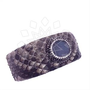 Leather and Fur Python Leather  Cuff Bracelets