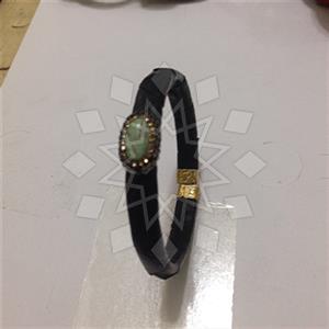 Leather and Fur Gem and Crystals Cuff Bracelets