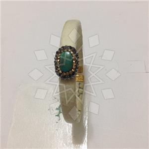 Leather and Fur Gem and Crystals Cuff Bracelets