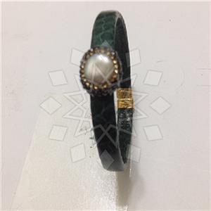 Leather and Fur Gem and Crystals Cuff Bracelets