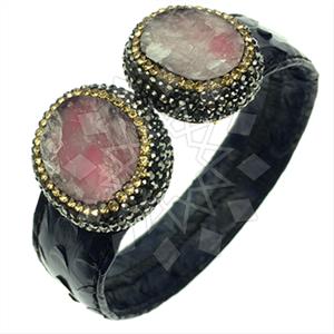 925 Sterling Silver Gem and Crystals Cuff Bracelets