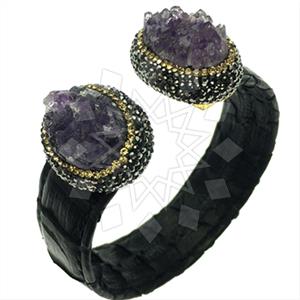 925 Sterling Silver Gem and Crystals Cuff Bracelets