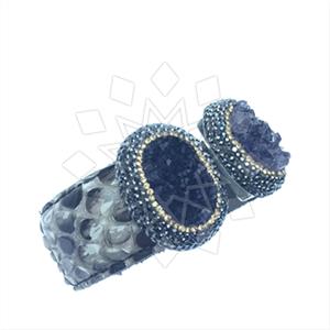 925 Sterling Silver Gem and Crystals Cuff Bracelets