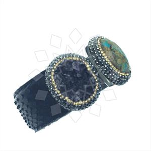 925 Sterling Silver Gem and Crystals Cuff Bracelets
