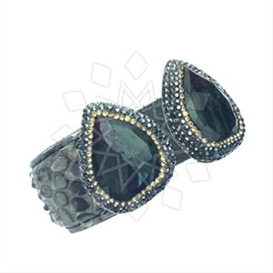 925 Sterling Silver Gem and Crystals Cuff Bracelets
