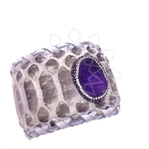 925 Sterling Silver Gem and Crystals Cuff Bracelets