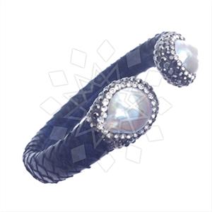 925 Sterling Silver Gem and Crystals Cuff Bracelets