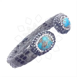 925 Sterling Silver Gem and Crystals Cuff Bracelets