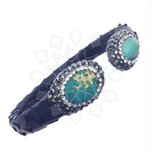 925 Sterling Silver Gem and Crystals Cuff Bracelets