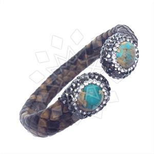 925 Sterling Silver Gem and Crystals Cuff Bracelets