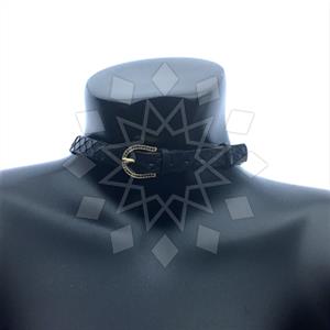 Leather and Fur Python Leather  Choker Necklace