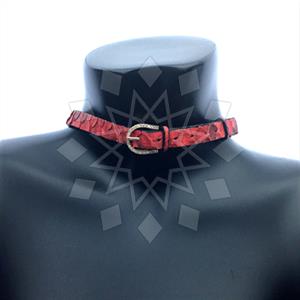 Leather and Fur Python Leather  Choker Necklace