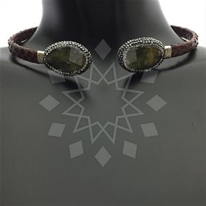 Leather and Fur Python Leather  Choker Necklace