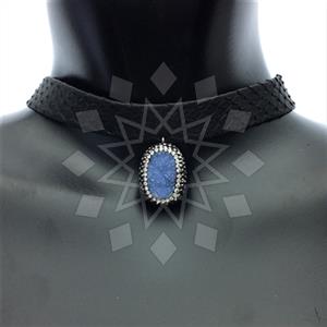 925 Sterling Silver Gem and Crystals Choker Necklace