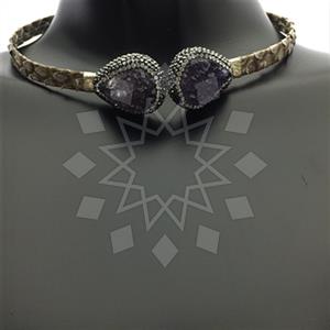 925 Sterling Silver Gem and Crystals Choker Necklace