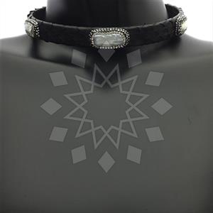 925 Sterling Silver Gem and Crystals Choker Necklace