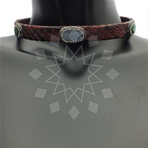 925 Sterling Silver Gem and Crystals Choker Necklace