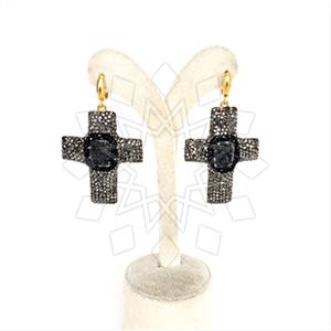 925 Sterling Silver Gem and Crystals Dangle Earrings