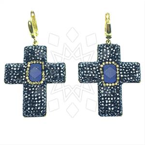 925 Sterling Silver Gem and Crystals Dangle Earrings