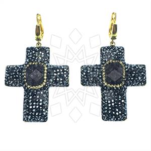 925 Sterling Silver Gem and Crystals Dangle Earrings