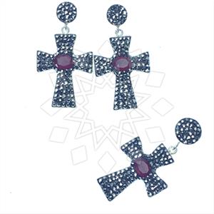 925 Sterling Silver Gem and Crystals Earrings Pendant Sets