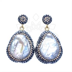 925 Sterling Silver Gem and Crystals Single Drop Earrings