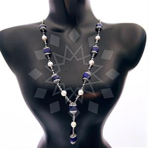 925 Sterling Silver Gem and Crystals Beaded Necklace