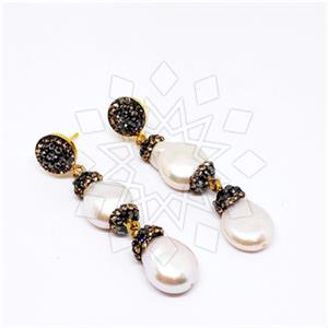 925 Sterling Silver Gem and Crystals Double Drop Earrings