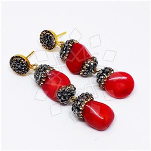 925 Sterling Silver Gem and Crystals Double Drop Earrings