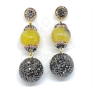 925 Sterling Silver Semi Precious Gems and Crystal  Double Drop Earrings