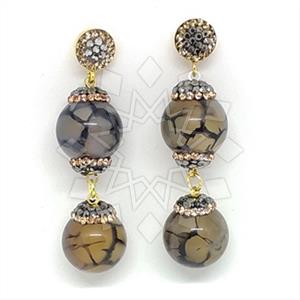 925 Sterling Silver Gem and Crystals Double Drop Earrings