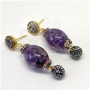 925 Sterling Silver Gem and Crystals Double Drop Earrings