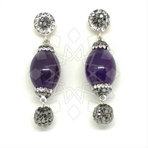 925 Sterling Silver Gem and Crystals Double Drop Earrings