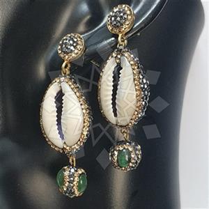 925 Sterling Silver Gem and Crystals Double Drop Earrings