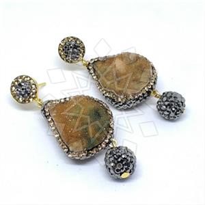 925 Sterling Silver Gem and Crystals Double Drop Earrings