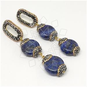 925 Sterling Silver Gem and Crystals Double Drop Earrings