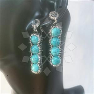 925 Sterling Silver Semi Precious Gems and Crystal  Dangle Earrings