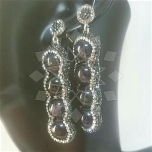 925 Sterling Silver Semi Precious Gems and Crystal  Dangle Earrings