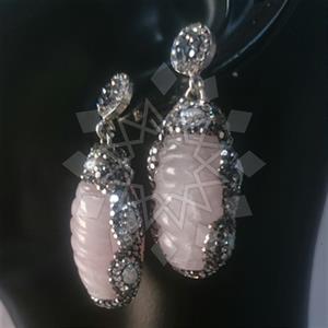 925 Sterling Silver Semi Precious Gems and Crystal  Dangle Earrings