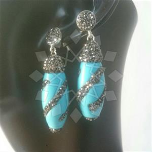 925 Sterling Silver Semi Precious Gems and Crystal  Dangle Earrings