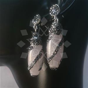 925 Sterling Silver Semi Precious Gems and Crystal  Dangle Earrings