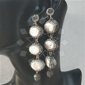 925 Sterling Silver Semi Precious Gems and Crystal  Multi Drop Earrings