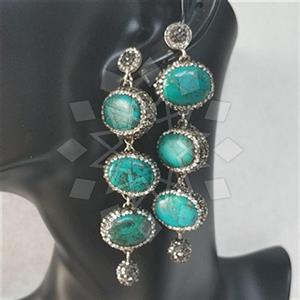925 Sterling Silver Semi Precious Gems and Crystal  Multi Drop Earrings