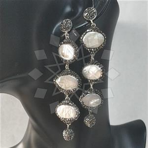 925 Sterling Silver Semi Precious Gems and Crystal  Multi Drop Earrings