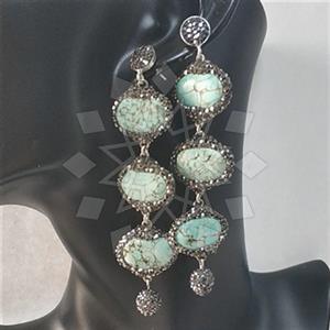 925 Sterling Silver Semi Precious Gems and Crystal  Multi Drop Earrings
