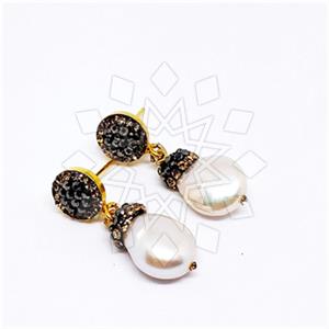 925 Sterling Silver Semi Precious Gems and Crystal  Single Drop Earrings