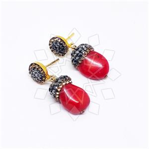 925 Sterling Silver Semi Precious Gems and Crystal  Single Drop Earrings