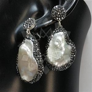 925 Sterling Silver Semi Precious Gems and Crystal  Single Drop Earrings