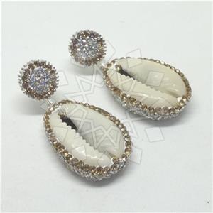 925 Sterling Silver Gem and Crystals Single Drop Earrings